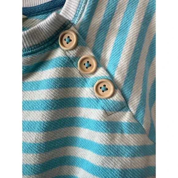 Matilda Jane Striped Pocket‎ Tunic Top Wooden Buttons Girls Size 4 Turquoise - Picture 2 of 6